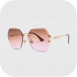 Rimless Luxury RimlSunglasses Women Irregular Trimmed Eyewear Pearl Metal Frame Sun Glasses UV400 Ss726 - C4 - C8197Y7T3AY $3...