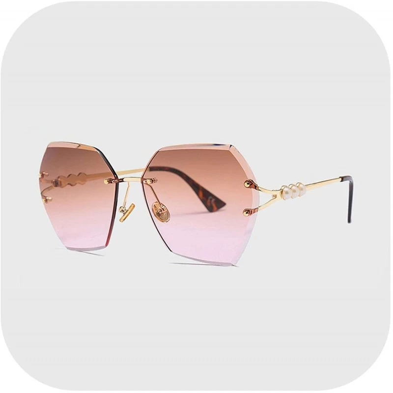 Rimless Luxury RimlSunglasses Women Irregular Trimmed Eyewear Pearl Metal Frame Sun Glasses UV400 Ss726 - C4 - C8197Y7T3AY $2...