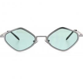 Square Hippie Diamond Shape Metal Rim Pimp Retro Sunglasses - Silver Mint - CX18I4G4GS2 $20.67