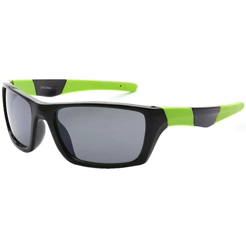 Sport Outdoors Sports Full Square Framed Sunglasses UV400 - Black Green Black - CL12KW90STD $11.41