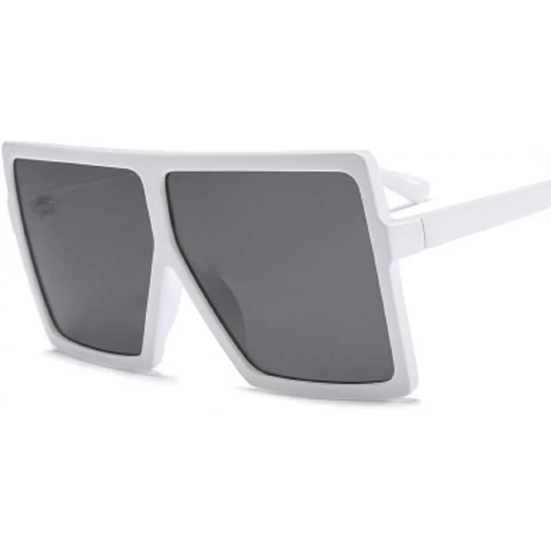 Aviator Fashion Designer Women Sunglasses Oversized Flat Top Square Frame Retro Gradient Lens - C - CA18DX0EHDX $10.06