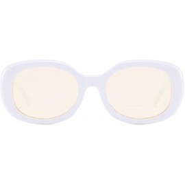 Semi-rimless Vintage Sunglasses for Men or Women PC AC UV400 Sunglasses - White Yellow - CQ18SAT4KDK $11.46
