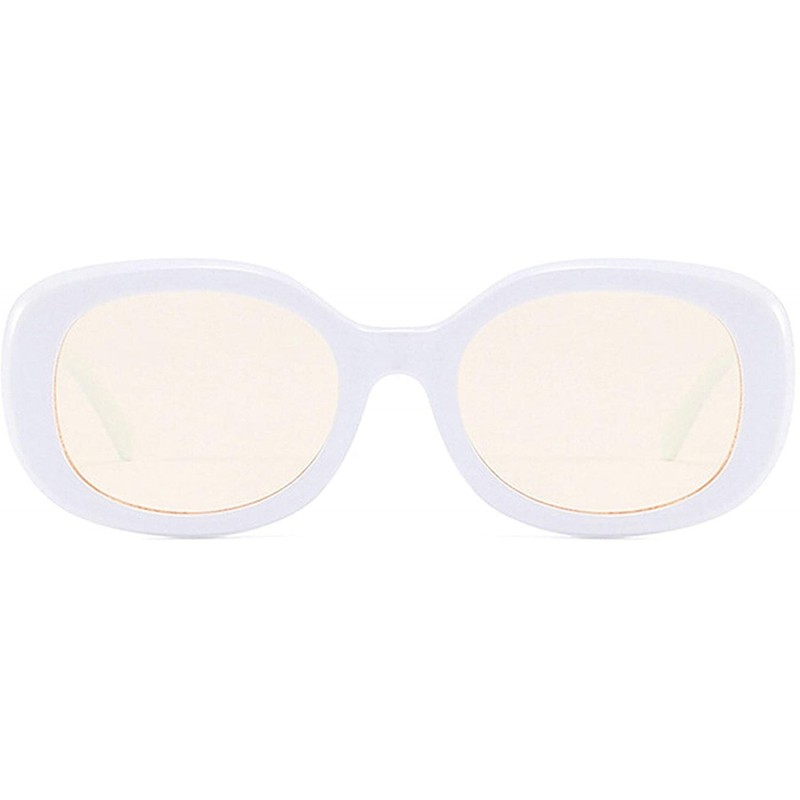 Semi-rimless Vintage Sunglasses for Men or Women PC AC UV400 Sunglasses - White Yellow - CQ18SAT4KDK $11.46