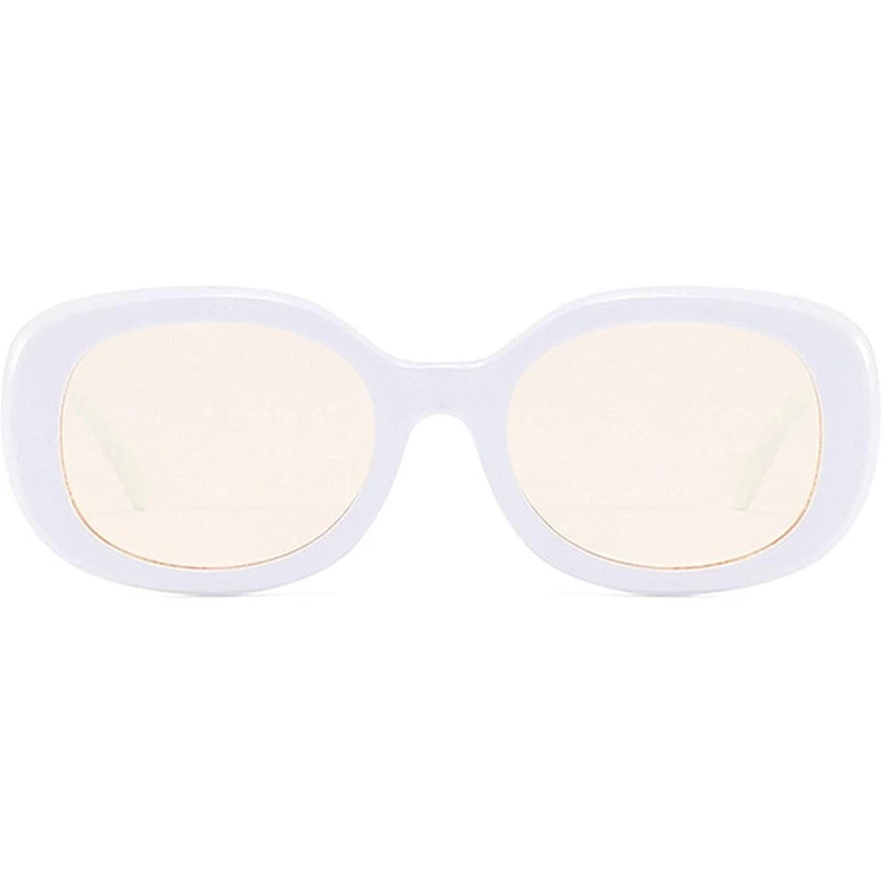 Semi-rimless Vintage Sunglasses for Men or Women PC AC UV400 Sunglasses - White Yellow - CQ18SAT4KDK $11.46