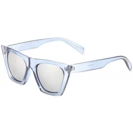 Square Sharp Square Cat Eye Crystal Color Sunglasses - Blue - C6198DC3EOL $12.39