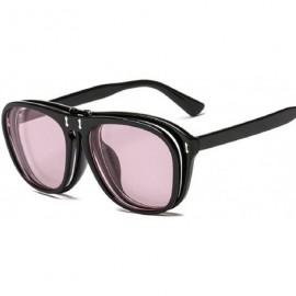 Oversized New Unisex Fashion Aviator Flip Up Transparent Candy Sunglasses Brand Design - D - CA18CKHMTDT $20.04