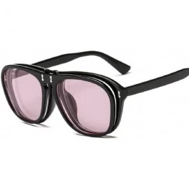 Oversized New Unisex Fashion Aviator Flip Up Transparent Candy Sunglasses Brand Design - D - CA18CKHMTDT $18.77