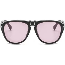 Oversized New Unisex Fashion Aviator Flip Up Transparent Candy Sunglasses Brand Design - D - CA18CKHMTDT $12.18