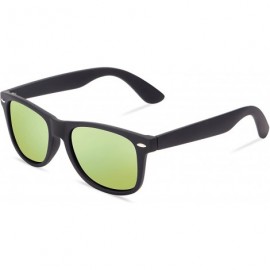 Wayfarer Stylish Retro Polarized Sunglasses Unisex 100% UV Protection - Black Frame & Gold Lens - CI1856KDCXH $43.99