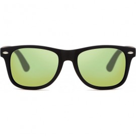 Wayfarer Stylish Retro Polarized Sunglasses Unisex 100% UV Protection - Black Frame & Gold Lens - CI1856KDCXH $43.99