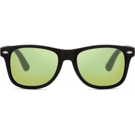 Wayfarer Stylish Retro Polarized Sunglasses Unisex 100% UV Protection - Black Frame & Gold Lens - CI1856KDCXH $43.99