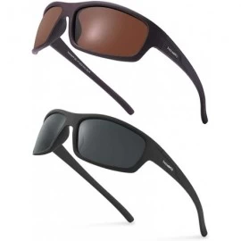 Sport 2 PACK Polarized Sport Sunglasses for Men and Women Matte Finish Sun Glasses Mirrored Lens UV Blocking - CX198K83KAX $3...