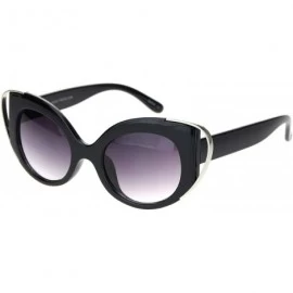 Cat Eye Womens Retro Mod Metal Wire Horn Cat Eye Fashion Sunglasses Black Silver Smoke - CI18NQG8O7H $11.03