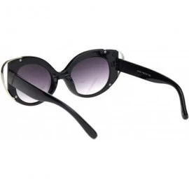 Cat Eye Womens Retro Mod Metal Wire Horn Cat Eye Fashion Sunglasses Black Silver Smoke - CI18NQG8O7H $11.03