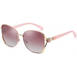 Square Women's Square Metal Polarized HD Sunglasses with Vented Temple 100% UV Protection - D - CZ198OILZCZ $31.07
