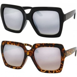 Square Retro Vintage Nerdy Fashion Sunglasses Collection"Learn-2-Read"-2 Pack - Brown - CE18ODOCXRR $20.95