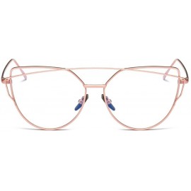 Cat Eye Women Twin-Beams Sunglasses Classic Metal Frame Fashion Mirror Sunglasses Cat Eye Glasses - Pink - C018SD2LI3N $20.36