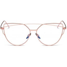 Cat Eye Women Twin-Beams Sunglasses Classic Metal Frame Fashion Mirror Sunglasses Cat Eye Glasses - Pink - C018SD2LI3N $8.83