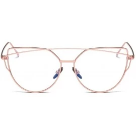 Cat Eye Women Twin-Beams Sunglasses Classic Metal Frame Fashion Mirror Sunglasses Cat Eye Glasses - Pink - C018SD2LI3N $8.83