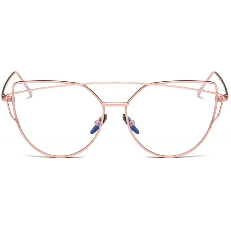 Cat Eye Women Twin-Beams Sunglasses Classic Metal Frame Fashion Mirror Sunglasses Cat Eye Glasses - Pink - C018SD2LI3N $8.83