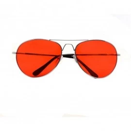 Aviator Metal Classic Aviator Color Lens Sunglasses Large Size P482 - Silver-red Lens - CL11BFU97UZ $12.05