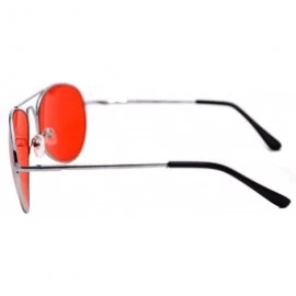 Aviator Metal Classic Aviator Color Lens Sunglasses Large Size P482 - Silver-red Lens - CL11BFU97UZ $12.05