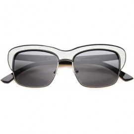 Semi-rimless Womens Semi-Rimless Sunglasses With UV400 Protected Composite Lens - Black-grey / Smoke - CF12IGK248X $23.92