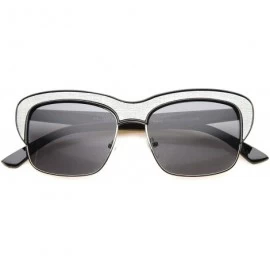 Semi-rimless Womens Semi-Rimless Sunglasses With UV400 Protected Composite Lens - Black-grey / Smoke - CF12IGK248X $20.34