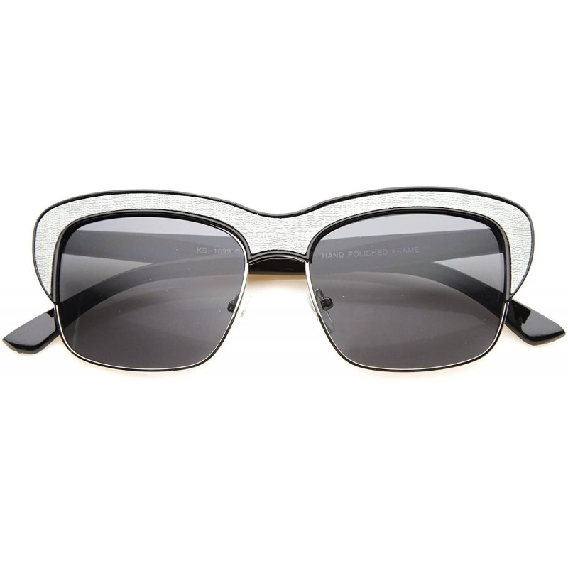Semi-rimless Womens Semi-Rimless Sunglasses With UV400 Protected Composite Lens - Black-grey / Smoke - CF12IGK248X $9.90