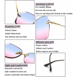 Oval Sunglasses For Women Oversized Rimless Diamond Cutting Colorful Lens Fashion - Blue Pink Lens - C618TOR2ZMD $22.91