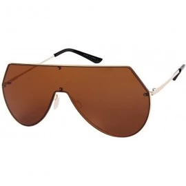 Shield Sheild Style One Piece Sunnies w/Flat Lens 55683-FLFM - Gold - C3183CH3L54 $9.71