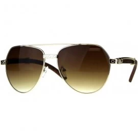 Aviator Wood Buffs Aviator Sunglasses Flat Top Aviators Unisex Fashion UV 400 - Light Gold - CA18CCWIA6W $12.47