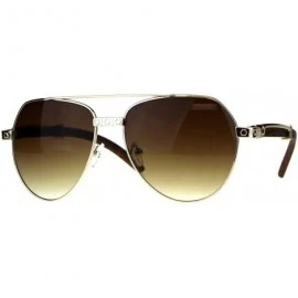 Aviator Wood Buffs Aviator Sunglasses Flat Top Aviators Unisex Fashion UV 400 - Light Gold - CA18CCWIA6W $23.98