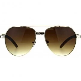 Aviator Wood Buffs Aviator Sunglasses Flat Top Aviators Unisex Fashion UV 400 - Light Gold - CA18CCWIA6W $12.47