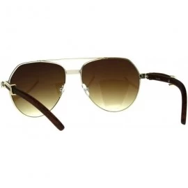 Aviator Wood Buffs Aviator Sunglasses Flat Top Aviators Unisex Fashion UV 400 - Light Gold - CA18CCWIA6W $23.98