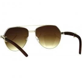 Aviator Wood Buffs Aviator Sunglasses Flat Top Aviators Unisex Fashion UV 400 - Light Gold - CA18CCWIA6W $12.47