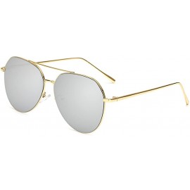 Sport Oversized Aviator Sunglasses Mirrored Flat Lens for Men Women UV400 Y3980 - Silver - C918QADYSIZ $27.36