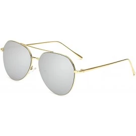Sport Oversized Aviator Sunglasses Mirrored Flat Lens for Men Women UV400 Y3980 - Silver - C918QADYSIZ $9.12