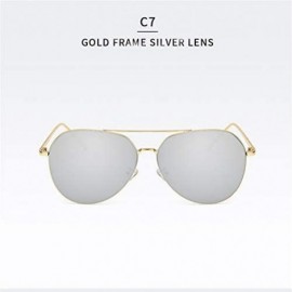 Sport Oversized Aviator Sunglasses Mirrored Flat Lens for Men Women UV400 Y3980 - Silver - C918QADYSIZ $9.12