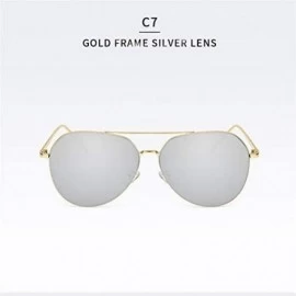 Sport Oversized Aviator Sunglasses Mirrored Flat Lens for Men Women UV400 Y3980 - Silver - C918QADYSIZ $9.12