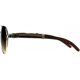 Aviator Wood Buffs Aviator Sunglasses Flat Top Aviators Unisex Fashion UV 400 - Light Gold - CA18CCWIA6W $23.98