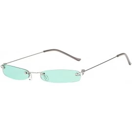Rimless Vintage Transparent Small Frame Sunglasses Fashion Eyewear Metal Frame UV Protection - A - CR1908N990C $8.80