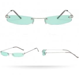 Rimless Vintage Transparent Small Frame Sunglasses Fashion Eyewear Metal Frame UV Protection - A - CR1908N990C $8.80