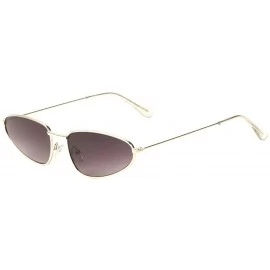 Oval Semi Oval Thin Frame Color Lens Sunglasses - Smoke Gold - CO197A743EW $15.95