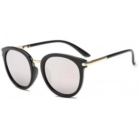 Sport Womens Fashion Oversized Round Square Plastic Vintage Cut-Out Flash Mirror Lens Cat Eye Sunglasses - CQ18YZ5INK4 $19.06