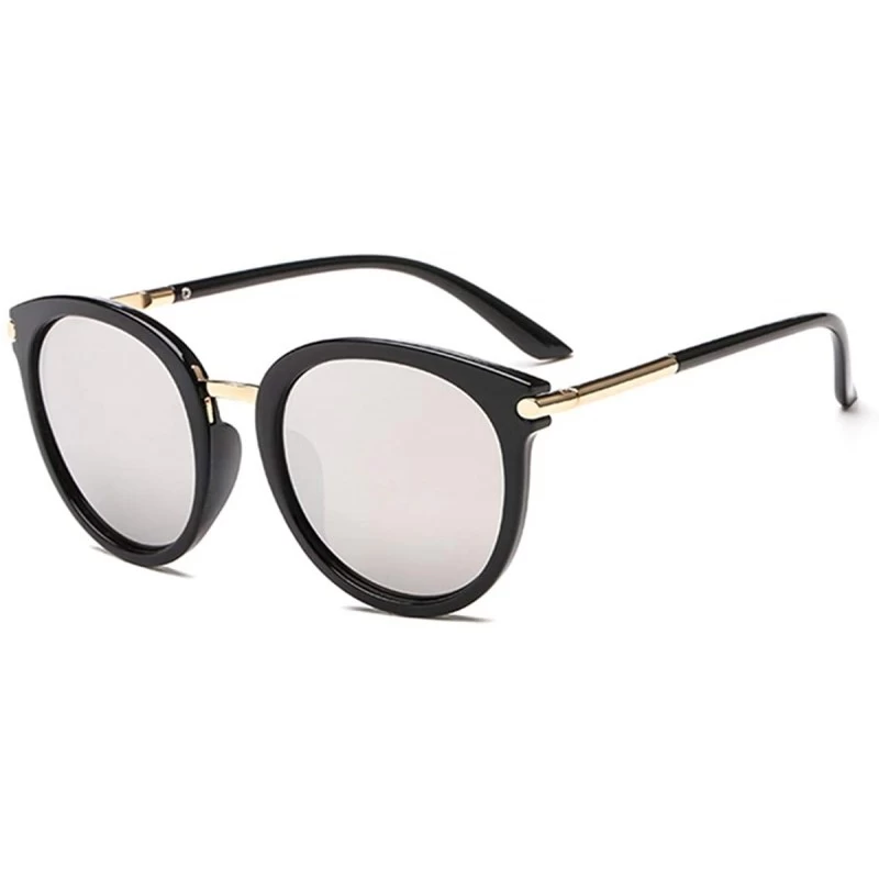 Sport Womens Fashion Oversized Round Square Plastic Vintage Cut-Out Flash Mirror Lens Cat Eye Sunglasses - CQ18YZ5INK4 $10.04