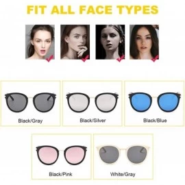 Sport Womens Fashion Oversized Round Square Plastic Vintage Cut-Out Flash Mirror Lens Cat Eye Sunglasses - CQ18YZ5INK4 $10.04