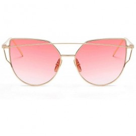 Cat Eye Sunglasses Women Luxury Cat Eye Design Mirror Flat Rose Gold Vintage Cateye Fashion Sun Glasses Eyewear - A3 - CM197A...
