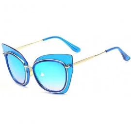 Goggle Ayisk big cat cat sunglasses blue sunglasses ladies sunglasses - C2 - CC182WA42DC $42.28