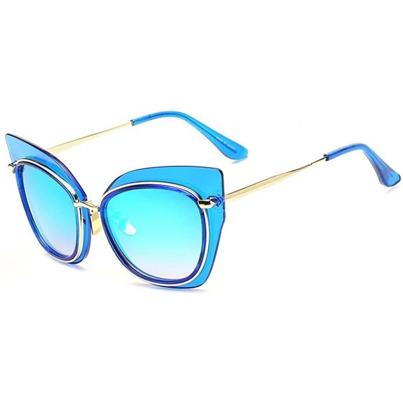 Goggle Ayisk big cat cat sunglasses blue sunglasses ladies sunglasses - C2 - CC182WA42DC $17.25